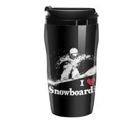 I Love Snowboarding Snowboarder Coffee Cup Non-Slip Coaster with Lid Insulated Tumbler Travel Mug Cafe for Hot Cold Drink 250ml