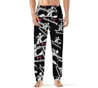 I Love Snowboarding Snowboarder Men's Soft Pajama Pants Comfy Sleep Lounge Classic Bottoms Long Pj Pant Sleepwear
