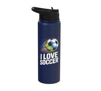 I Love Soccer Enthusiasts Ball Motion Stainless Steel Insulated Water Bottle