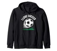 I Love Soccer Enthusiasts Passion Team Spirit Zip Hoodie