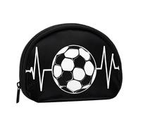 I Love Soccer Full Format Printed Polyester Portable Mini Storage Bag Shell Shaped Wallet Small Coin Wallet Shell Storage Bag