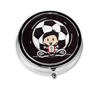 I Love Soccer Pill Box Metal Round Small Pill Case Cute 3 Compartment Pill Organizer Portable Travel Pillbox Mini Pill Container Holder for Daily Medicine Supplement Vitamin