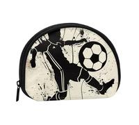 I Love Soccer Printed Mini Coin Pouch, Shell Shape Zip Around Wallet, Small Zipper Pouch for Cash, Cards, Keys, Lipstick, Storage Pouch, Travel Organizer