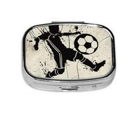 I Love Soccer Printed Square Pill Organizer with 2 Compartments, Portable Mini Pill Box Pill Case for Medicine, Vitamin, Fish Oil, Supplements