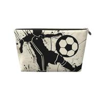 I Love Soccer Printed Travel Cosmetic Bags with Gold Zipper Makeup Organizer Cosmetic Case Toiletry Bag for Women Mom Girls