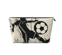 I Love Soccer Printed Travel Cosmetic Bags with Silver Zipper Makeup Organizer Cosmetic Case Toiletry Bag for Women Mom Girls
