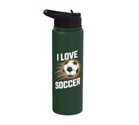 I Love Soccer Vibrant Ball Explosion Stainless Steel Insulated Water Bottle