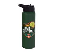 I Love Softball Comet Ball Field Design Stainless Steel Insulated Water Bottle