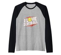 I Love Softball Enthusiast Play Ball Raglan Baseball Tee