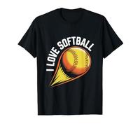 I Love Softball Passionate Player Design Value Graphic T-Shirt, Men, Black, S