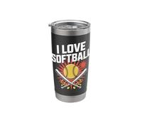 I Love Softball Pride Passion Team Spirit Stainless Steel Insulated Tumbler