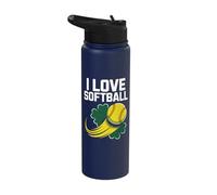 I Love Softball Shamrock Lucky Ball Stainless Steel Insulated Water Bottle