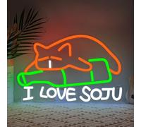 I Love Soju Neon Sign Bar LED Cat Sign for Retro Wall Neon Light Sign Handmade for Korean Bar Pub Club Hotel Cafe Home Man Caves Party Decoration