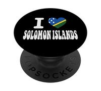 I Love SOLOMON ISLANDS Heart Flag Retro Travel Souvenir PopSockets Adhesive PopGrip