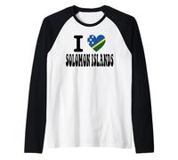 I Love Solomon Islands Heart Flag Retro Travel Souvenir Raglan Baseball Tee