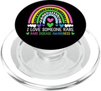 I Love Someone Rare Rainbow Zebra Ribbon Disease Awareness PopSockets PopGrip for MagSafe