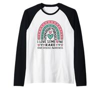 I Love Someone Rare Rainbow Zebra Ribbon Disease Awareness Raglan Baseball Tee