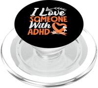 I Love Someone With ADHD Awareness Arrow Heart Orange Ribbon PopSockets PopGrip for MagSafe