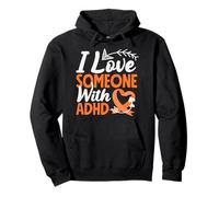 I Love Someone With ADHD Awareness Arrow Heart Orange Ribbon Pullover Hoodie