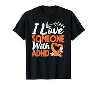 I Love Someone with ADHD Awareness Arrow Heart Orange Ribbon T-Shirt