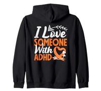 I Love Someone With ADHD Awareness Arrow Heart Orange Ribbon Zip Hoodie