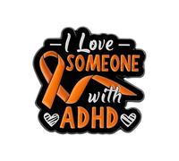 I Love Someone With ADHD Enamel Pin, Orange Awareness Ribbon Lapel Brooch, ADHD Support Jewelry Gift for Family, Friends, Backpack Accessory
