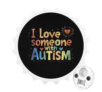 I Love Someone with Autism 2 in 1 Magnetic Beer Bottle Opener Fridge Magnets Easy Storage Gift for Men Women White-Style
