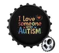 I Love Someone with Autism 2 in 1 Magnetic Beer Bottle Opener Fridge Magnets Easy Storage Gift for Men Women Black-Style