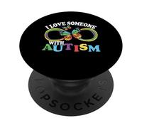 I Love Someone with Autism Awareness Butterfly Ribbon PopSockets Adhesive PopGrip