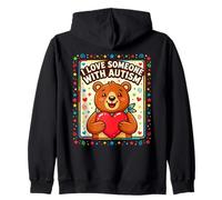 I Love Someone With Autism Inspirational Autism Mom Bear Zip Hoodie