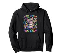 I Love Someone With Autism Raccoon Pullover Hoodie