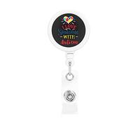 I Love Someone with Autism Retractable Badge Holder Reel Clip Id Card Holder forNurse Student Office Worker