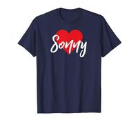 I Love Sonny First Name Tshirt I Heart Named T-Shirt, Men, Navy Blue, Medium
