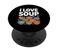 I Love Soup Ramen Broth Noodles Fan Art PopSockets Adhesive PopGrip