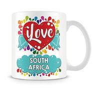 I Love South Africa Mug (Personalised Mug - Add Photo) Customised Love-Heart Rainbow Design Gift