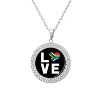 I Love South Africa Novelty Pendant Necklace Fashion Diamond Jewelry for Women Men Silver Gold