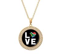 I Love South Africa Novelty Pendant Necklace Fashion Diamond Jewelry for Women Men Silver Gold