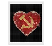 I Love Soviet Union Heart USSR Flag Diamond Painting Kits for Adults Full Square Drill Diamond Art 16"x20"