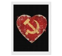 I Love Soviet Union Heart USSR Flag Diamond Painting Kits for Adults Full Square Drill Diamond Art 12"x16"