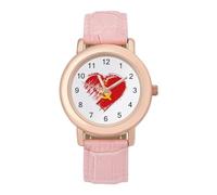 I Love Soviet Union Heart USSR Flag Womens Elegant Watch Analogue Quartz Watch Leather Band Wristwatch