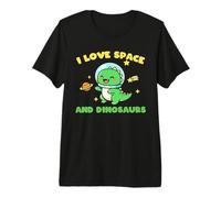 I Love Space and Dinosaurs Kids Cute Cartoon Dino Premium T-Shirt