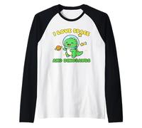 I Love Space and Dinosaurs Kids Cute Cartoon Dino Raglan Baseball Tee
