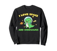 I love Space And Dinosaurs Kids Cute Cartoon Dino Sweatshirt