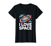 I Love Space Cosmic Galaxy Adventure Value Graphic T-Shirt, Women, Black, M