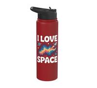 I Love Space Cosmic Galaxy Rocket Planets Stainless Steel Insulated Water Bottle