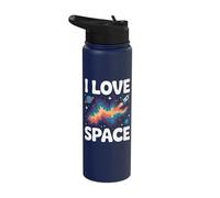 I Love Space Cosmic Galaxy Rocket Planets Stainless Steel Insulated Water Bottle