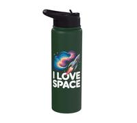 I Love Space Enthusiast Astronaut Cosmos Adventure Stainless Steel Insulated Water Bottle