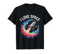 I Love Space Rocket Cosmic Adventure Value Graphic T-Shirt, Men, Black, M