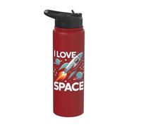 I Love Space Rocket Planets Stars Stainless Steel Insulated Water Bottle