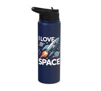 I Love Space Rocket Planets Stars Stainless Steel Insulated Water Bottle
